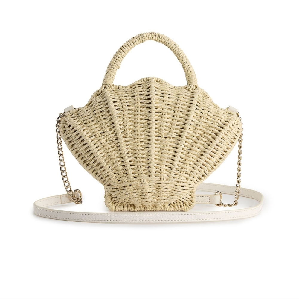 LC Lauren Conrad Natural Woven Shell Crossbody Bag